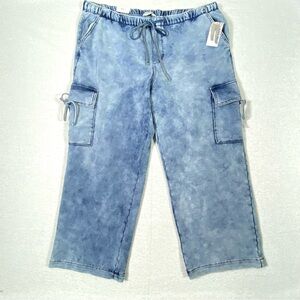 Vanilla Star Ultra Cozy Cargo Pants Women's JR'S 2X Blue Stone Wash Pull On NWT
